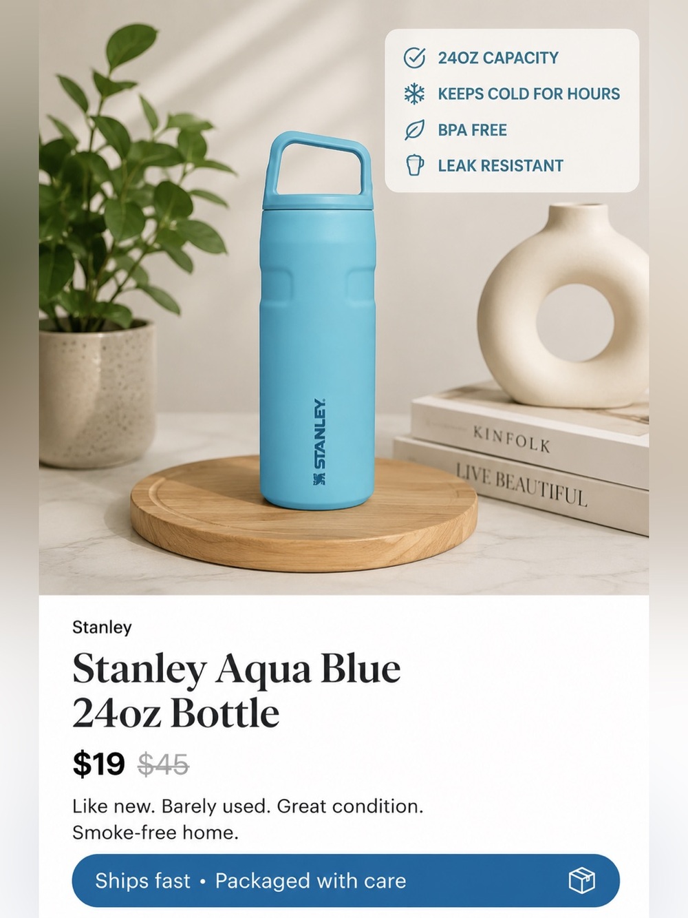 Stanley Aqua Blue 24oz Bottle